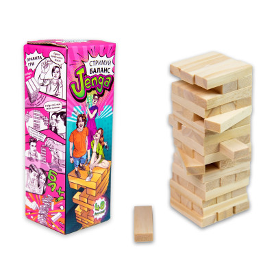 Настільна гра дженга Strateg Jenga Стримуй баланс 48 брусків (30722)