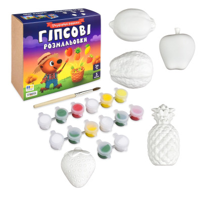 Набір для творчості Strateg Гіпсові розмальовки: розфарбуй фрукти (30989)