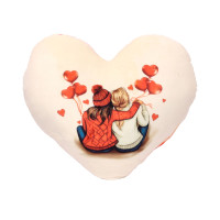 Подушка плюшева Серце "Дівчатка-подружки" розмір 44*40 см червона (60761)