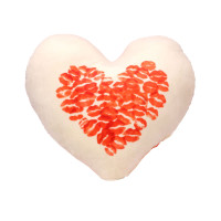 Подушка плюшева Серце "Поцілунки" розмір 44*40 см червона (60762)