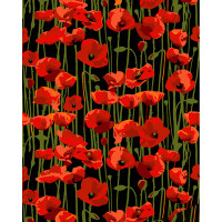 Картина за номерами Strateg ПРЕМІУМ Макове поле на чорному фоні розміром 40х50 см (AH1023)