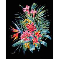 Картина по номерам Strateg ПРЕМИУМ Экзотический букет на черном фоне размером 40х50 см (AH1050)
