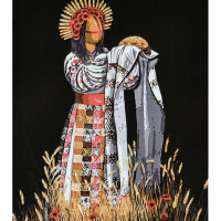 Картина за номерами Strateg ПРЕМІУМ Колоска на чорному фоні з лаком розміром 40х50 см (AH1140)