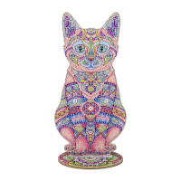 Алмазная мозаика Strateg ПРЕМИУМ Котенок на подставке размером 30х30 см (BJP13)