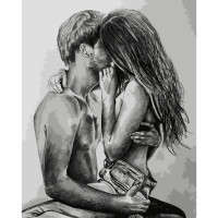 Картина по номерам Strateg Любовь карандашом в Ч/Б без подрамника размером 40х50 см (BR009)