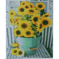 Алмазна мозаїка Strateg ПРЕМІУМ Соняшники на столі розміром 40х50 см (D0013)