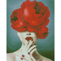 Алмазна мозаїка Strateg ПРЕМІУМ Червона півонія розміром 40х50 см (D0027)