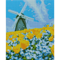 Алмазна мозаїка Strateg ПРЕМІУМ Вітряк на полі розміром 40х50 см (D0031)