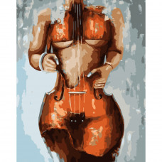 Картина по номерами Strateg ПРЕМИУМ Женщина-скрипка размером 40х50 см (DY023)