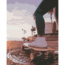 Картина по номерами Strateg ПРЕМИУМ Скейт прогулка размером 40х50 см (DY041)