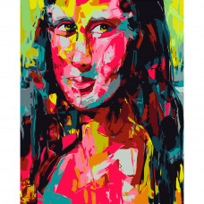 Картина за номерами Strateg ПРЕМІУМ Поп-арт Мона Ліза розміром 40х50 см (DY144)