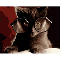 Картина за номерами Strateg ПРЕМІУМ Кіт-науковець розміром 40х50 см (DY178)