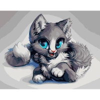 Картина по номерами Strateg ПРЕМИУМ Аниме-котенка размером 40х50 см (DY181)