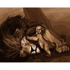 Картина по номерами Strateg ПРЕМИУМ Потеря льва размером 40х50 см (DY199)