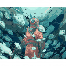 Картина за номерами Strateg ПРЕМІУМ Підводна прогулянка розміром 40х50 см (DY202)