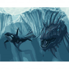 Картина по номерами Strateg ПРЕМИУМ Подводное чудовище размером 40х50 см (DY203)
