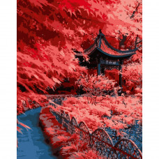 Картина по номерам Strateg ПРЕМИУМ Красные листья Японии размером 40х50 см (DY275)