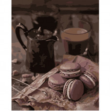 Картина за номерами Strateg ПРЕМІУМ Макаруни до кави розміром 40х50 см (DY337)