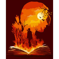 Картина по номерам Strateg ПРЕМИУМ Горящая история с лаком и с уровнем размером 40х50 см (DY420)