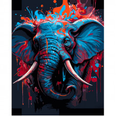 Картина за номерами Strateg ПРЕМІУМ Барвисий слон з лаком та з рівнем розміром 40х50 см (DY423)