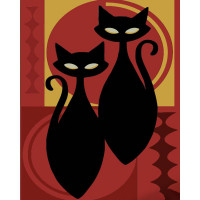 Картина по номерам Strateg ПРЕМИУМ Две абстрактные котики с лаком и с уровнем размером 40х50 см (DY440)