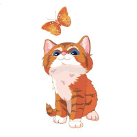 Картина за номерами Цікаве кошеня 30х30 см ES011