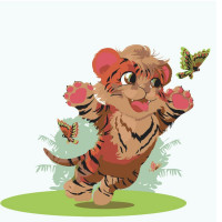 Картина за номерами "Тигреня" 30х30 см ES040