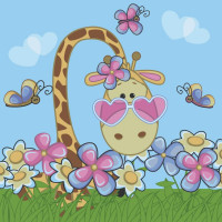 Картина за номерами "Жирафик у квітах" 30х30 см ES048