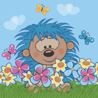 Картина по номерам "Ёжик в цветах" 30х30 см ES049