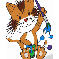 Картина за номерами Strateg ПРЕМІУМ Котик-художник розміром 30х30 см (ES111)