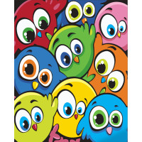 Картина за номерами Strateg ПРЕМІУМ Цікаві пташенята розміром 30х30 см (ES112)