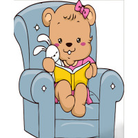 Картина за номерами Strateg ПРЕМІУМ Ведмедик-дівчинка розміром 30х30 см (ES120)