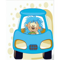 Картина за номерами Strateg ПРЕМІУМ Їжачок на машинці розміром 30х30 см (ES122)