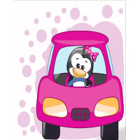 Картина по номерам Strateg ПРЕМИУМ Пингвеня в машинке размером 30х30 см (ES123)