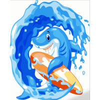 Картина за номерами Strateg ПРЕМІУМ Весела акула розміром 30х30 см (ES132)