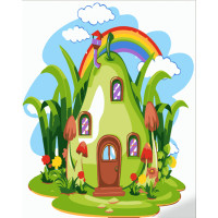 Картина за номерами Strateg ПРЕМІУМ Казковий будиночок розміром 30х30 см (ES142)