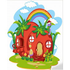 Картина за номерами Strateg ПРЕМІУМ Будинок-помідор розміром 30х30 см (ES144)