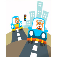 Картина по номерам Strateg ПРЕМИУМ Гонки в городе размером 30х30 см (ES149)