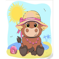 Картина за номерами Strateg ПРЕМІУМ Бичок у капелюшку розміром 30х30 см (ES156)