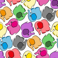 Картина по номерам Strateg ПРЕМИУМ Разноцветные слонята с лаком и с уровнем размером 30х30 см (ES182)