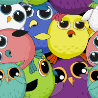 Картина за номерами Strateg ПРЕМІУМ Різнокольорові сови з лаком та з рівнем розміром 30х30 см (ES185)