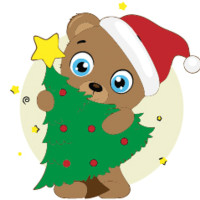 Картина по номерам Strateg ПРЕМИУМ Медвежонок с елочкой размером 30х30 см (ES227)