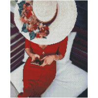 Алмазная мозаика Леди в красном 40х50 см FA0043