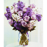 Алмазна мозаїка Букет у бузкових відтінках 40х50 см FA40130