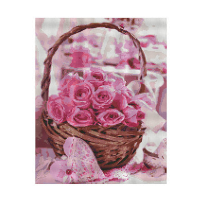 Алмазна мозаїка Кошик рожевих троянд 40х50 см FA40799