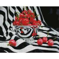 Алмазна мозаїка Вишня на чорно-білому фоні 40х50 см FA40815