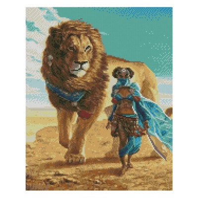 Алмазная мозаика Девушка со львом 40х50 см FA40828