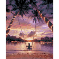 Алмазна картина Strateg ПРЕМІУМ Катання на заході сонця розміром 40х50 см FA40856