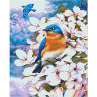 Алмазна картина Strateg ПРЕМІУМ Синички розміром 40х50 см FA40858
