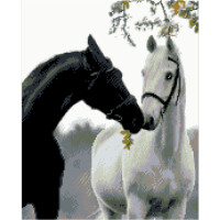 Алмазная картина Strateg ПРЕМИУМ Белое и черное размером 40х50 см FA40865